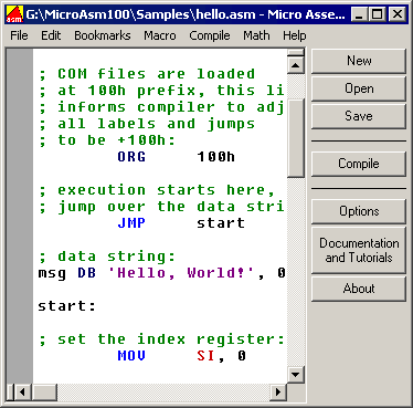 MicroAsm - Free Assembler IDE Screenshot